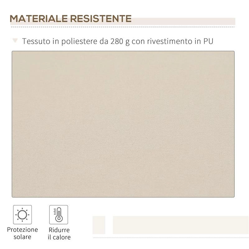 TENDA DA SOLE PER ESTERNO AVVOLGIBILE A BRACCI CON APERTURA A MANOVELLA, 350X250 CM, CREMA