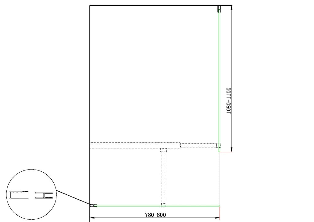 Doppia Parete Doccia Walk-in Con Braccio Di Sostegno Superiore a T Vetro 8 mm Reversibile 78-80 x 108-110 H 200 cm