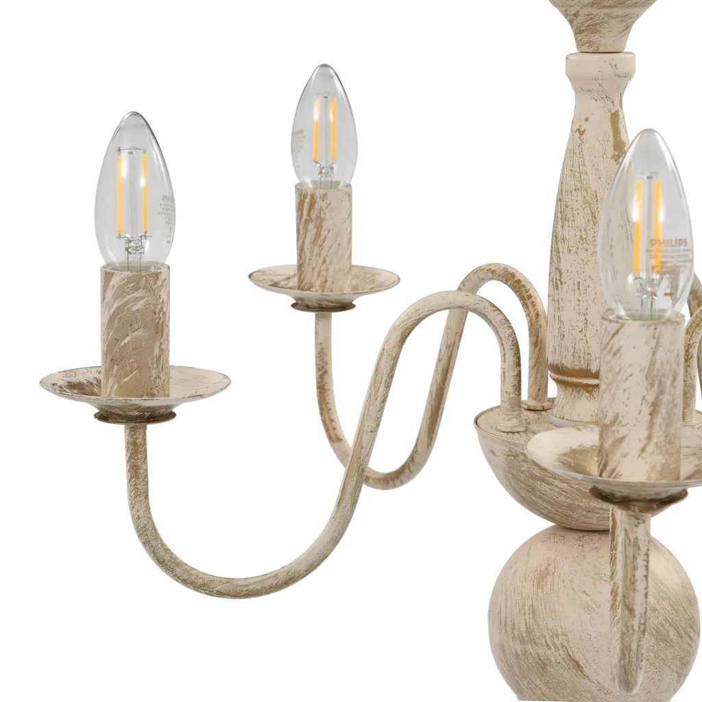 Candelabro Stile Anticato Bianco 5 Lampadine E14 281614