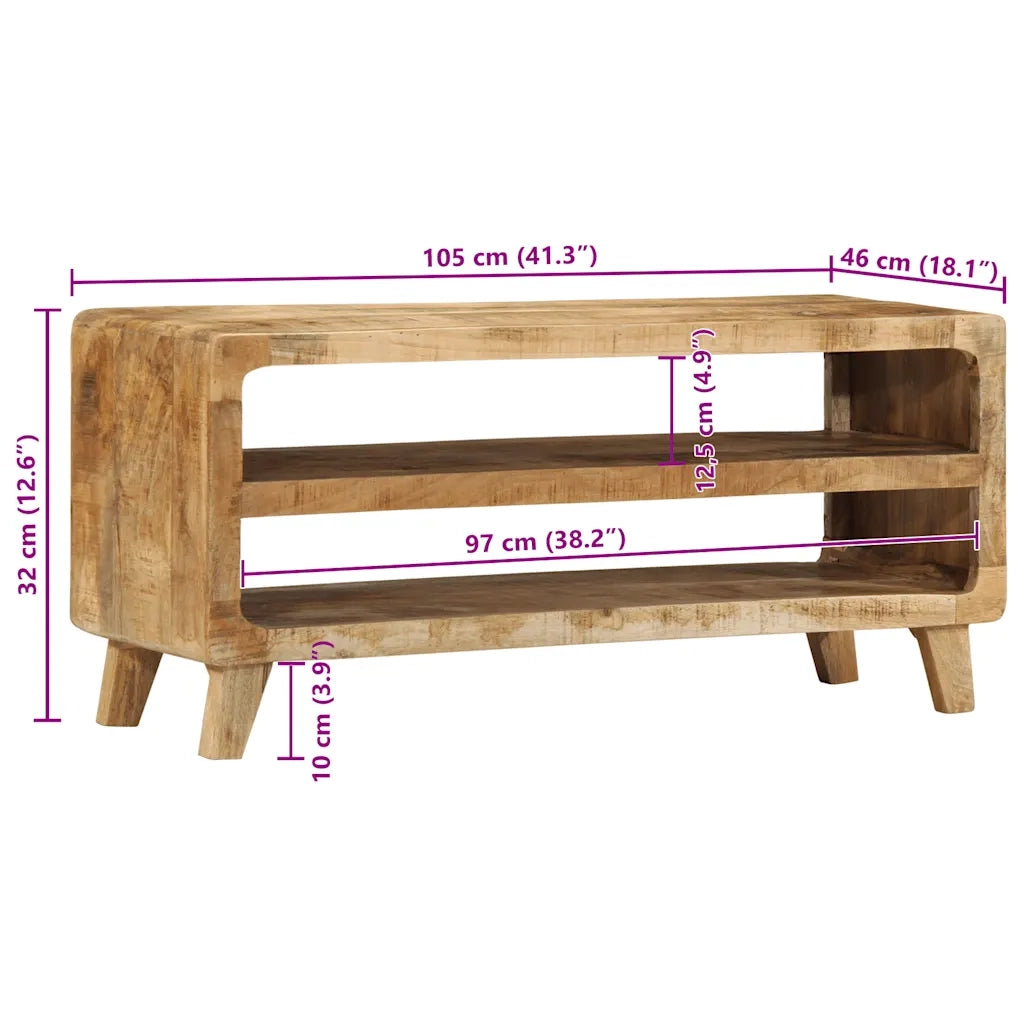 Mobile Porta TV 105x46x32 cm in Massello di Mango Grezzo 4104523