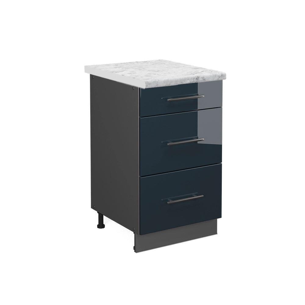 Mobiletto base per cucina Fame-Line Blu scuro lucido/Antracite 50 cm, PL Marmo Vicco