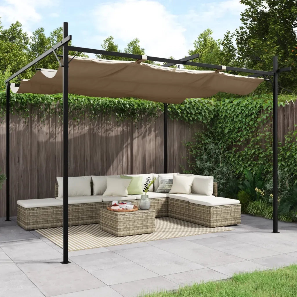 Pergola con Tetto Retrattile Tortora 295x292x230 cm 360115