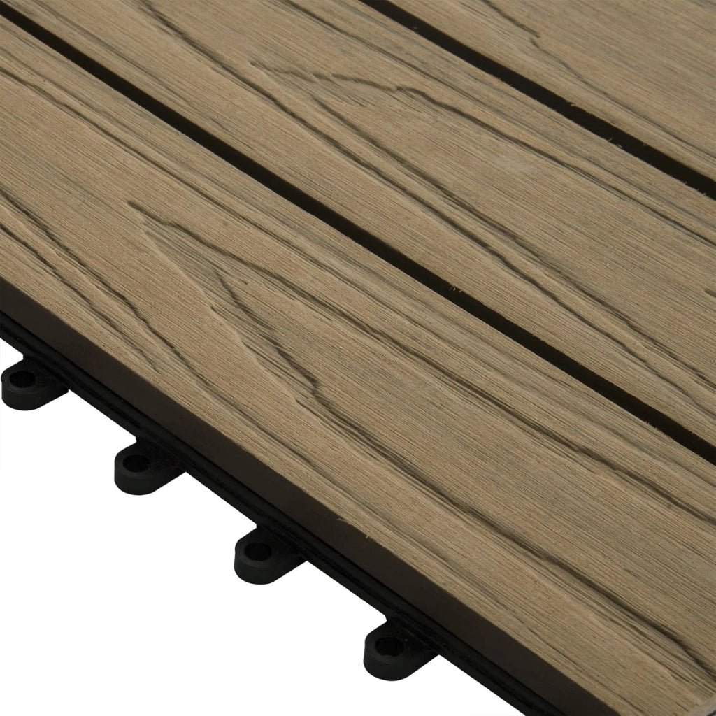 Piastrelle per Pavimenti da Esterno Mattonelle Pavimentazione ad Incastro Click-Deck in Legno Composito Marrone Chiaro 1 m²