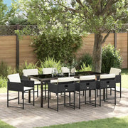Set da Pranzo per Giardino 9 pcs Nero polyrattan 3380716