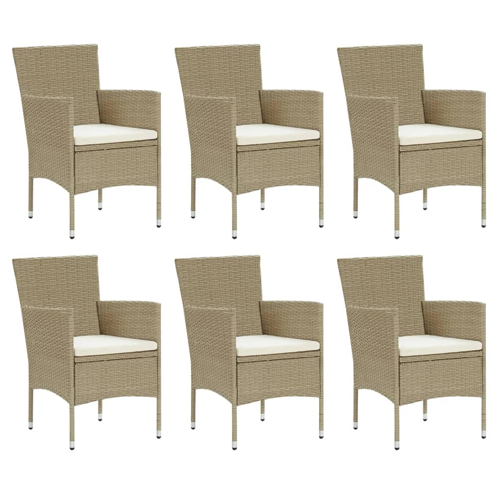 Set da pranzo da giardino 7 pezzi e cuscini polyrattan beige 02_0014524