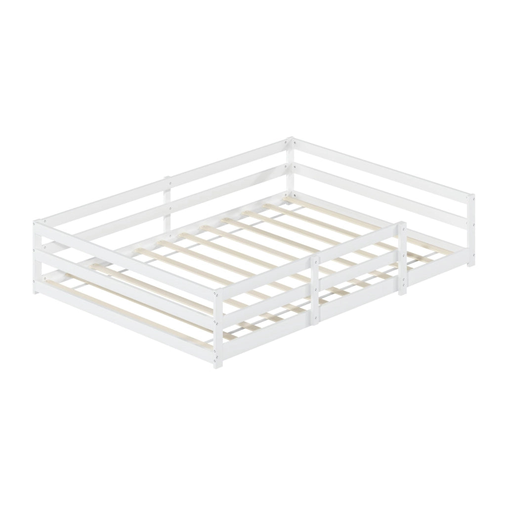 Letto Montessori per bambini in legno di pino con sponde su 4 lati 140x200 cm bianco
