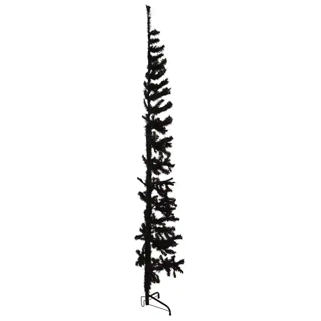 Albero Natale Artificiale Sottile a MetÃ  e Supporto Nero 210 cm