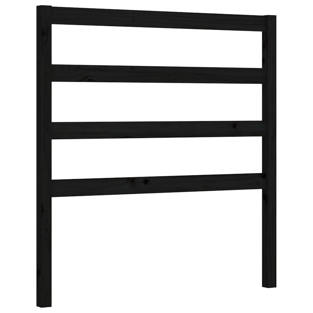 Giroletto con Testiera-Struttura Letto con testiera Nero Small Single in Legno Massello 563491