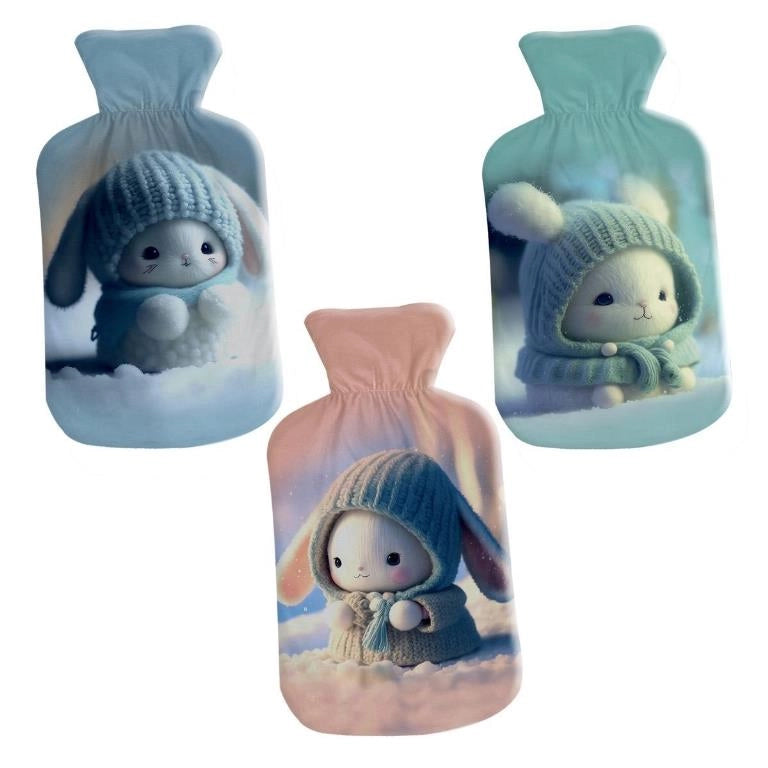1 Pezzo Borsa Acqua Calda Fluffy 2 Litri Fodera in Pile 3 Colori