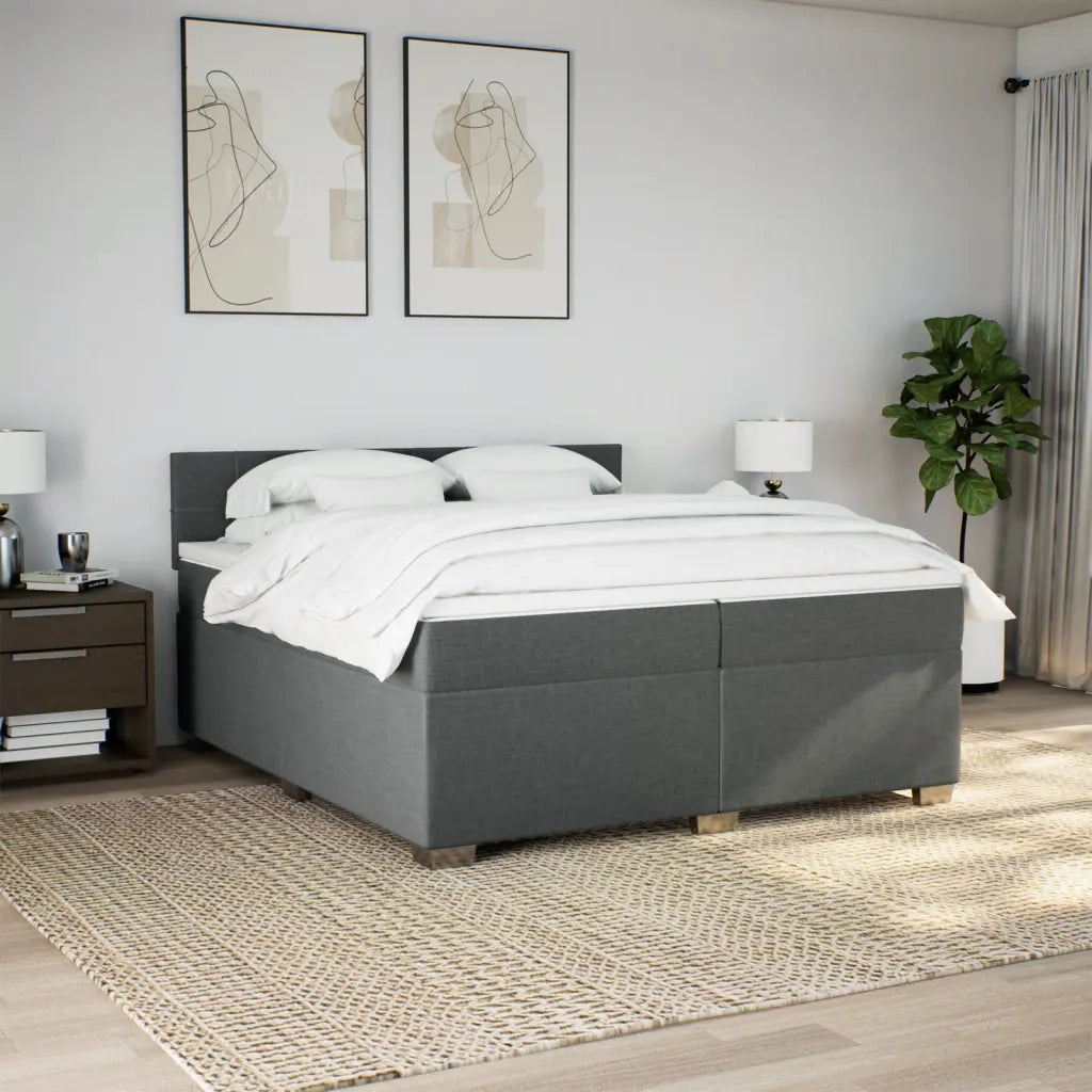 Giroletto a Molle con Materasso Grigio Scuro 200x200 cm Tessuto 3285996