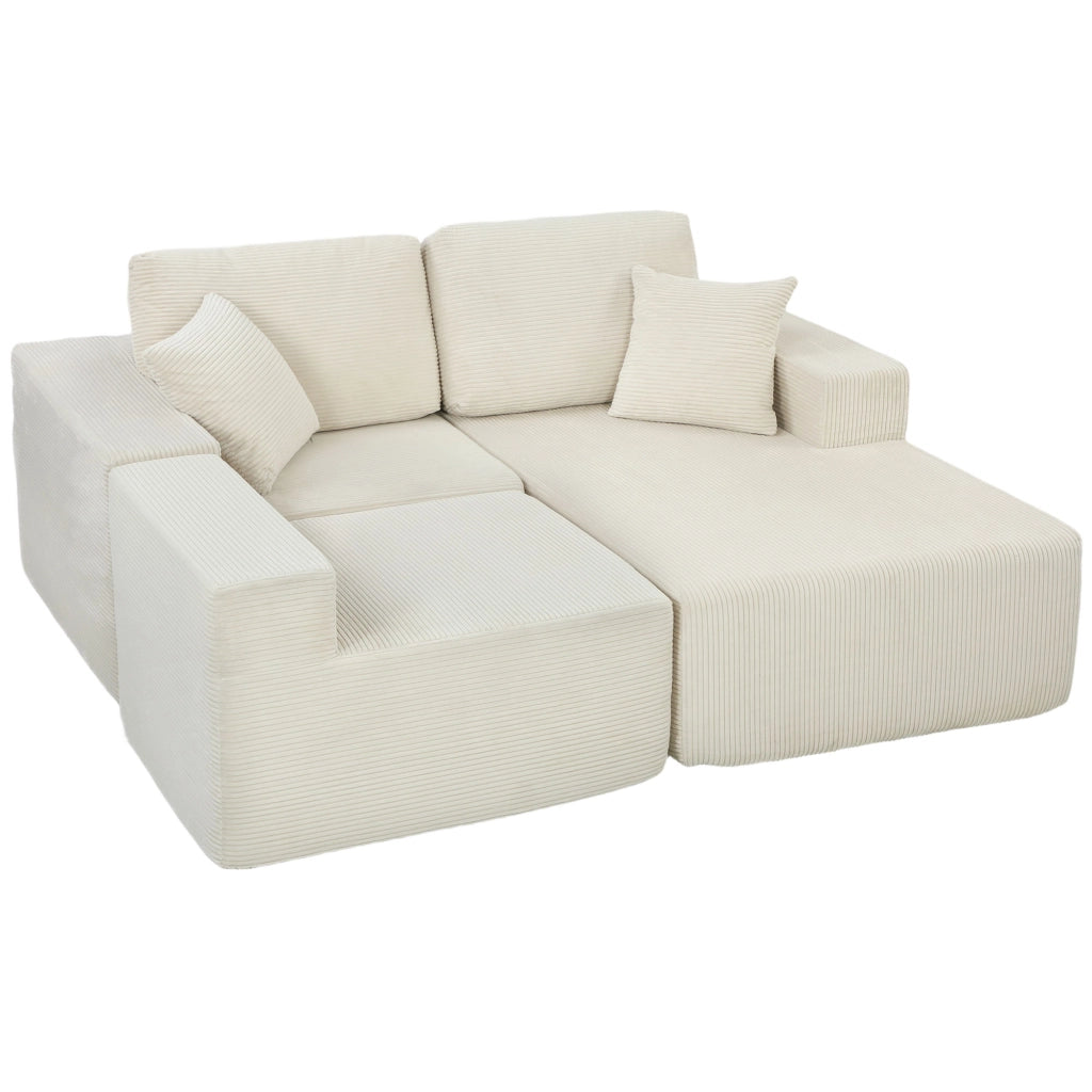 Divano Angolare Letto 3 Posti ¨C Zephmum ¨C Velour Crema 267cm