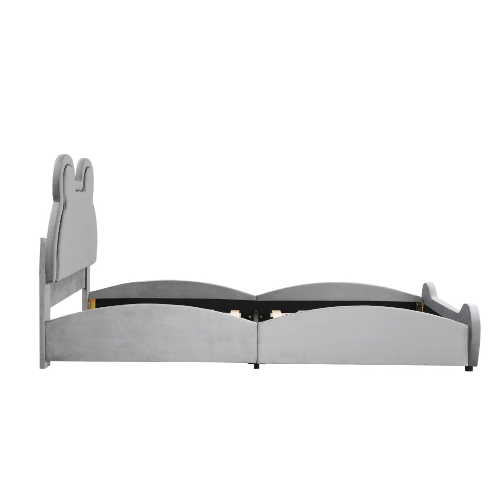 Letto imbottito per bambini a forma di orso 90x200 cm grigio