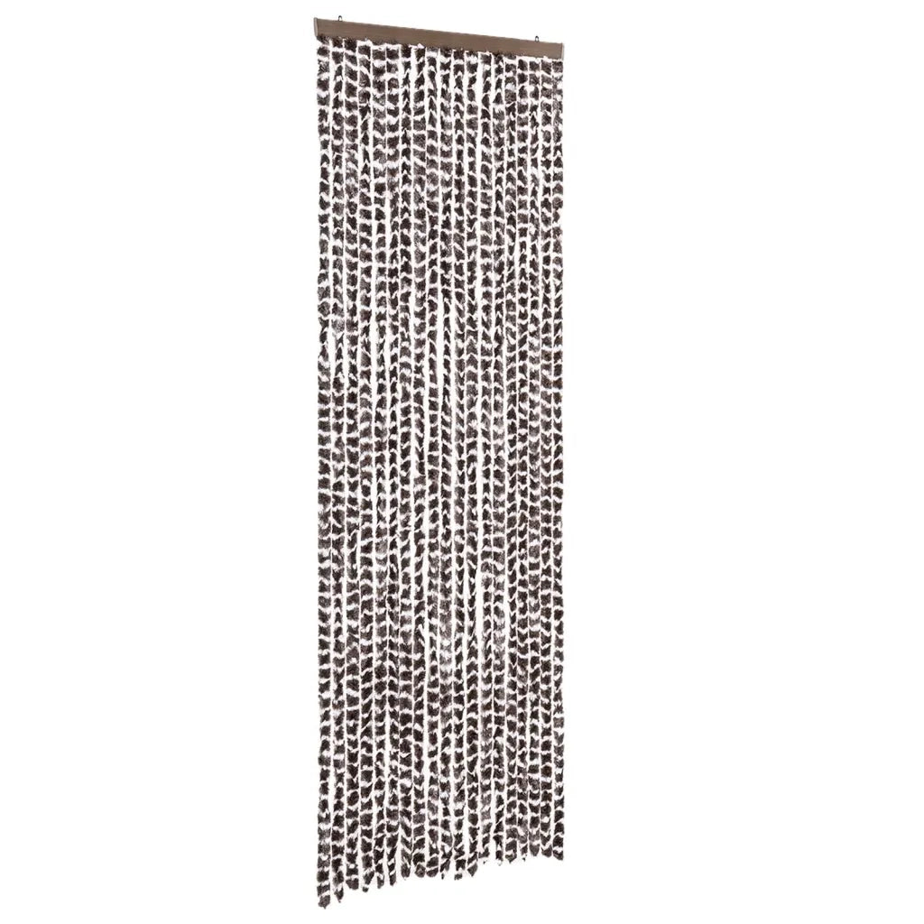 Tenda Antimosche-Zanzariera Marrone e Bianca 56x200 cm in Ciniglia