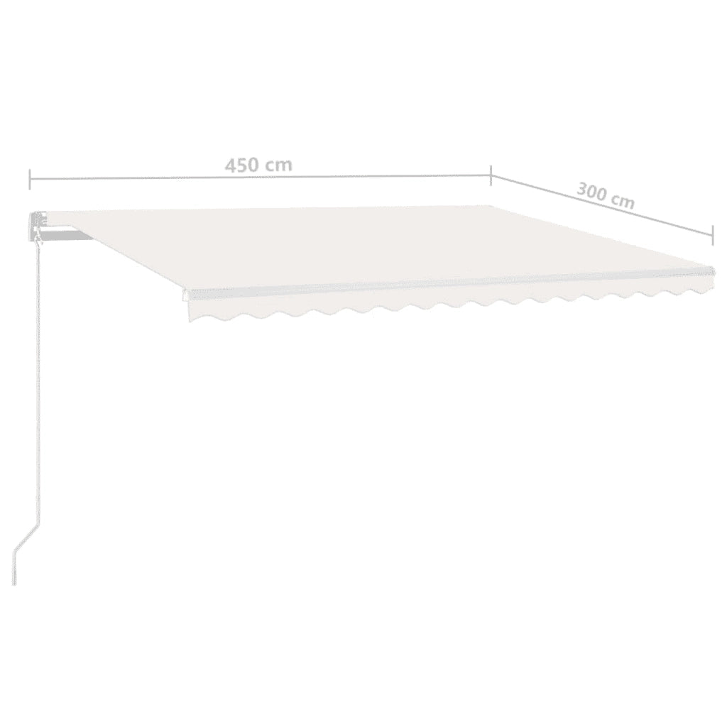 Tenda da Sole Retrattile Manuale con LED 450x300 cm Crema 3068922