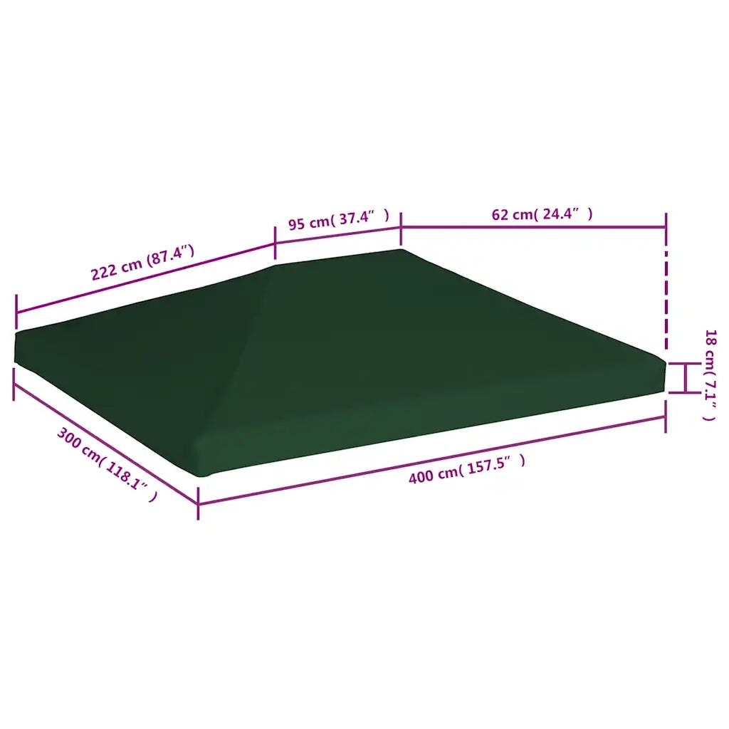 Copertura Superiore per Gazebo 310 g/m2 4x3m Verde CFW1455365