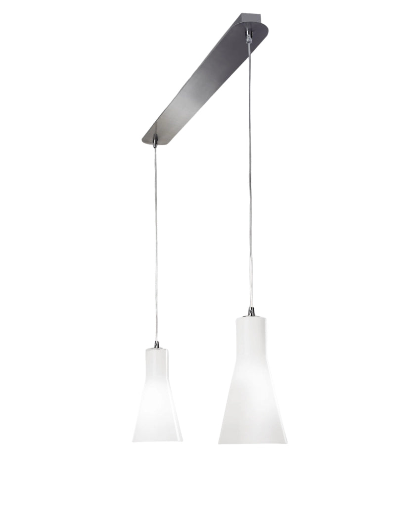 Lampada a Sospensione Diana in Metallo e Vetro Soffiato, Finitura Cromo, Attacco E27 2x 60W, IP20, Design Elegante e Moderno, Codice 2753-46-138