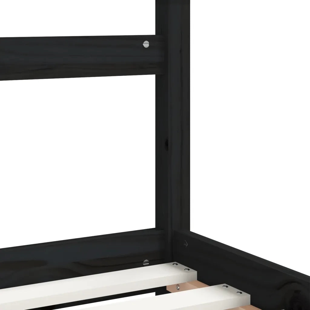 Giroletto per Bambini Nero 80x160 cm in Legno Massello di Pino 834560