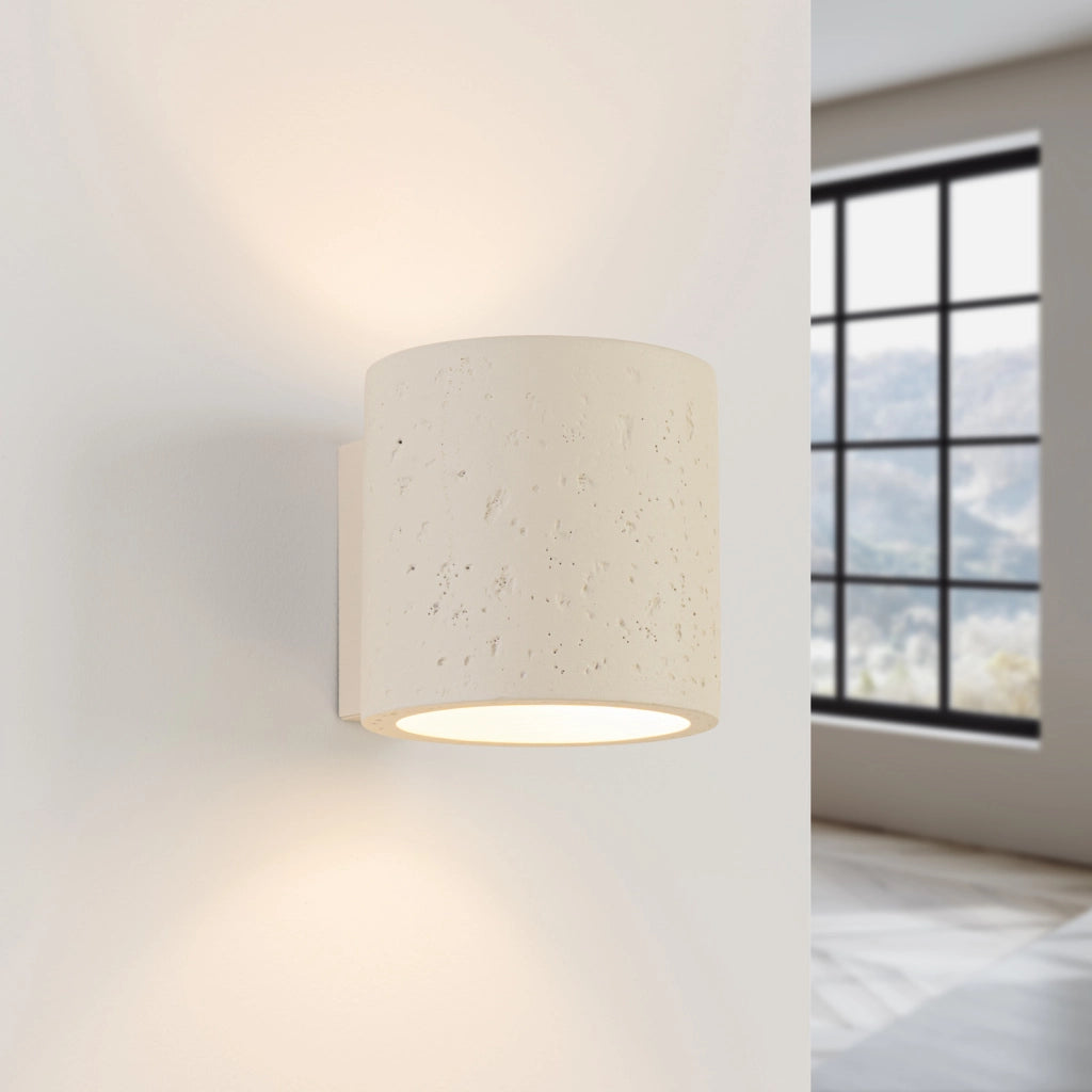 Applique industriale beige cemento cilindro su/giù G9 Pure Lume