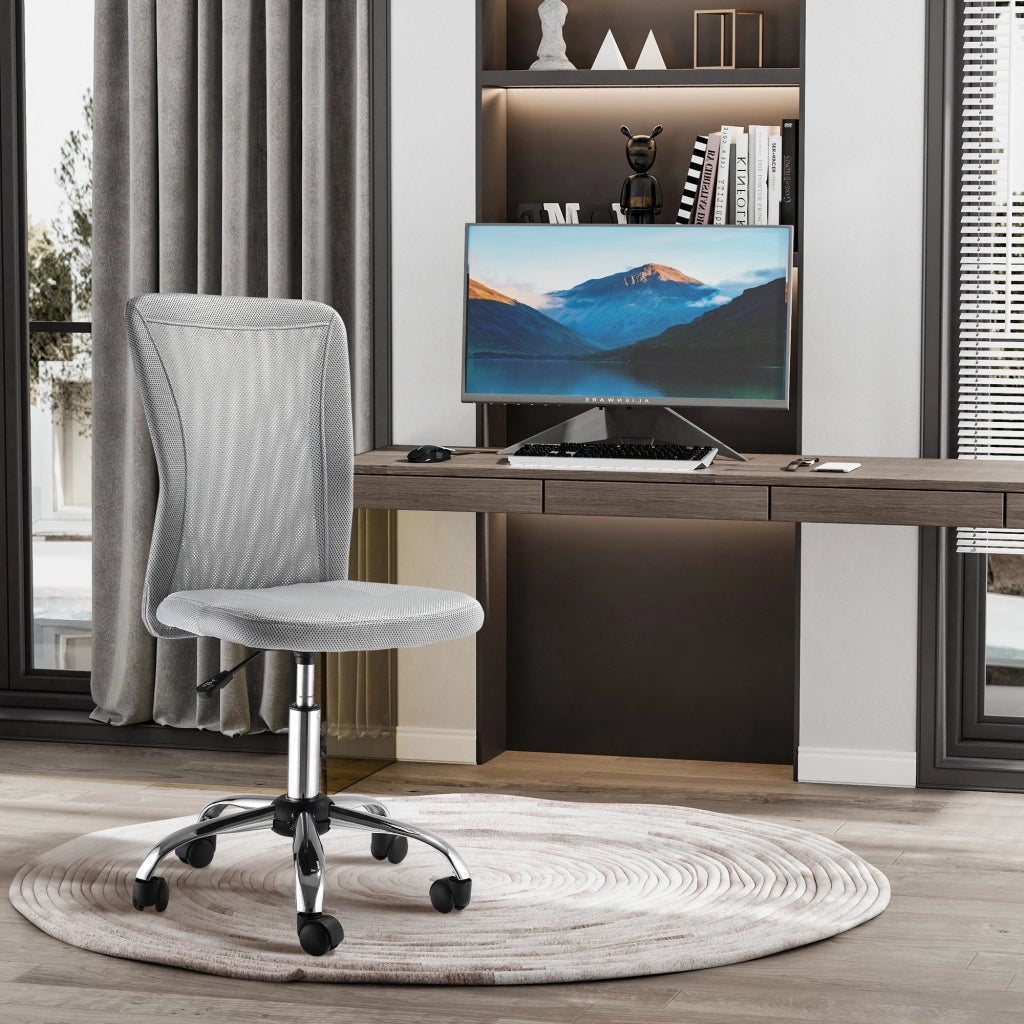 Sedia da ufficio girevole senza braccioli in rete ¨C Zephmum ¨C Grigio 43x58x90-100 cm