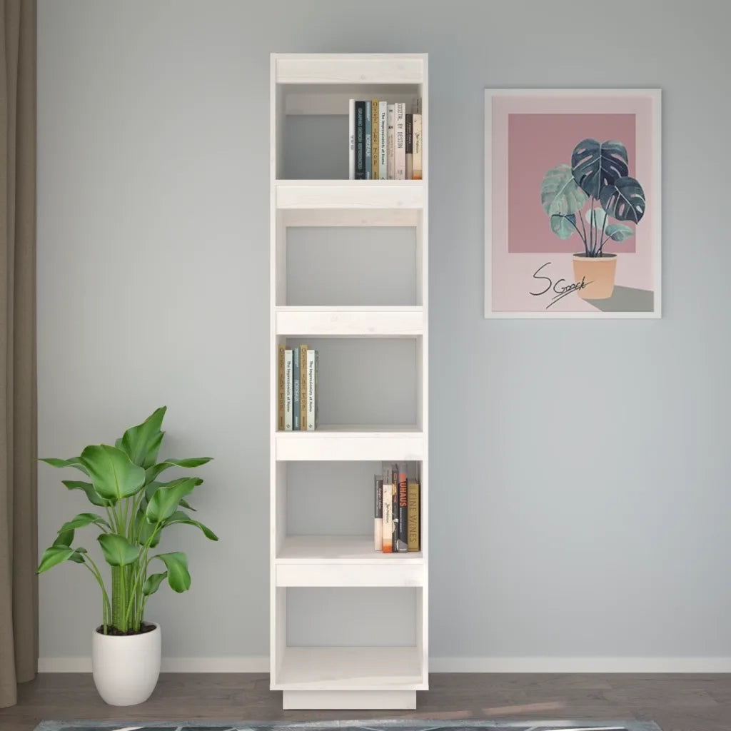 Libreria/Divisorio Bianco 40x35x167cm in Legno Massello di Pino 810855