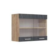 Vicco Mobile da cucina in vetro Calcestruzzo nero 80 cm