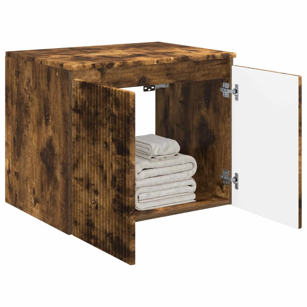 Mobiletto da Bagno a Muro Rovere Fumo 62,5 x 44,5 x 50 cm