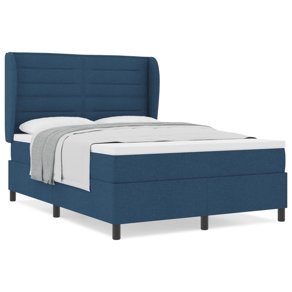 Letto Box Spring con Materasso Blu 160x200 cm Tessuto