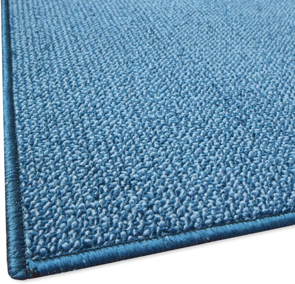 Tappeto Cucina 57x230 cm Tessitura Piatta Antiscivolo Multiuso Corsia Corridoio Made In Italy Blu