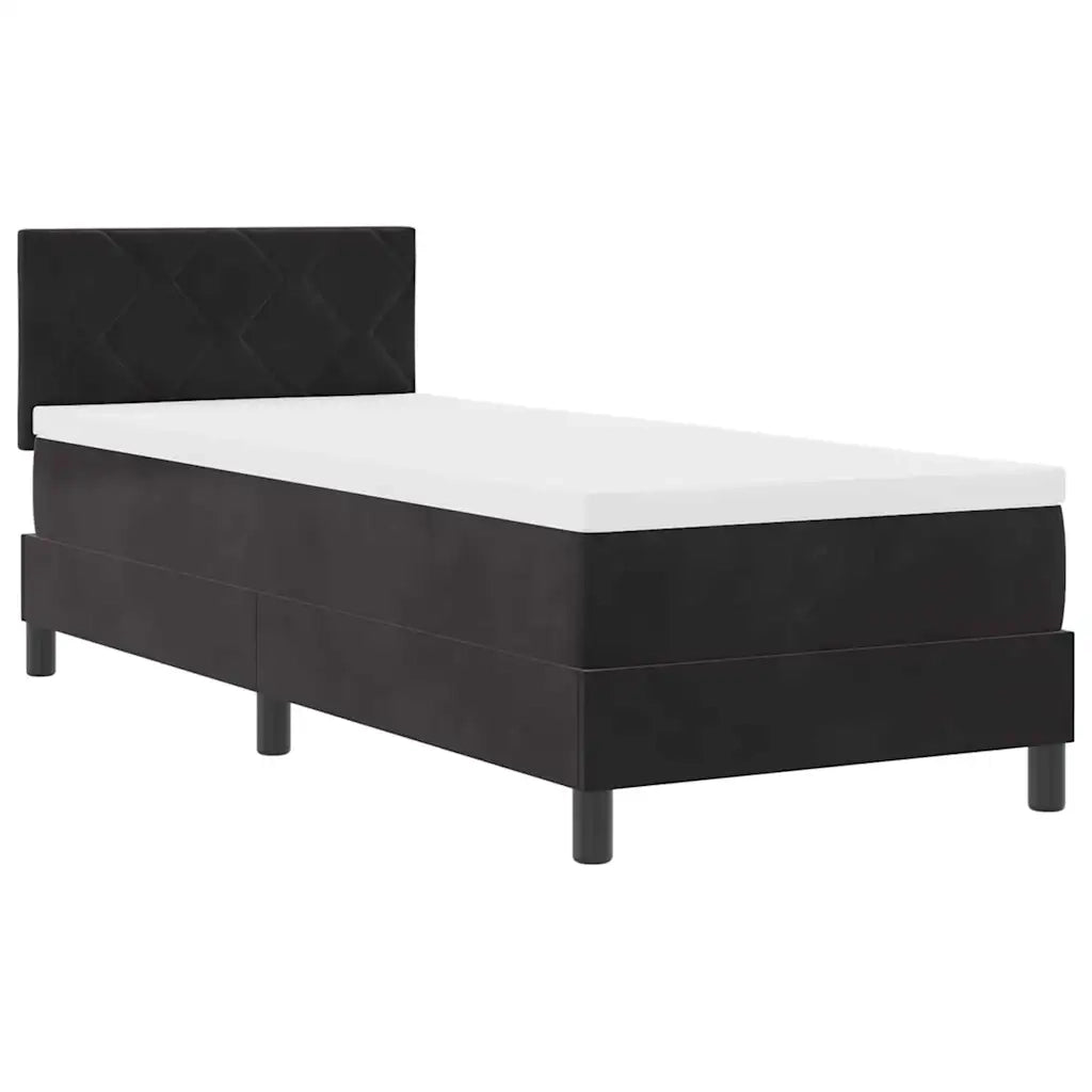 Letto a Sorgente LED con materasso Nero 80 x 200 cm Velluto 3342682