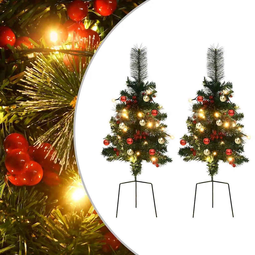 Alberi di Natale Artificiali per Viali 2 pz con LED 76 cm