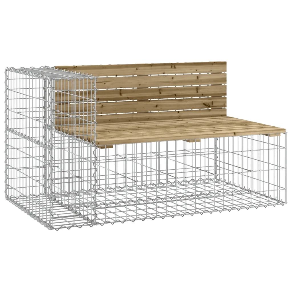 Panca da Giardino con Cesto Gabbione Legno Impregnato di Pinocod mxl 117683
