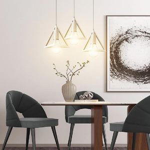 Lampadario Sospensione Piramide 18cm Metallo E27 Design Moderno Bianco