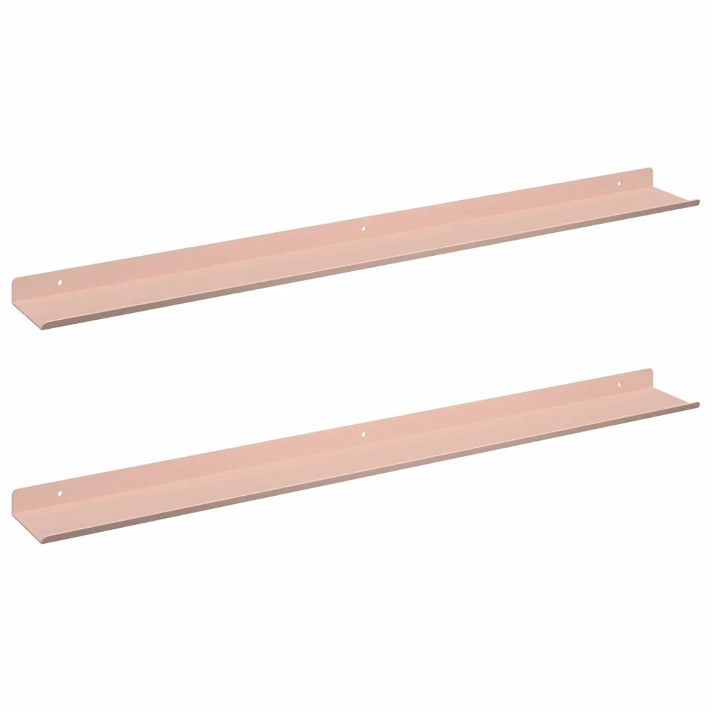 Mensola sospesa A parete 2 pcs Rosa 80 x 9 x 2,5 cm Acciaio 8003974