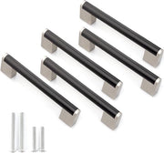 Maniglia in acciaio nero per porta di cucina, 128 mm, 5 pezzi, con maniglia in nickelellastico