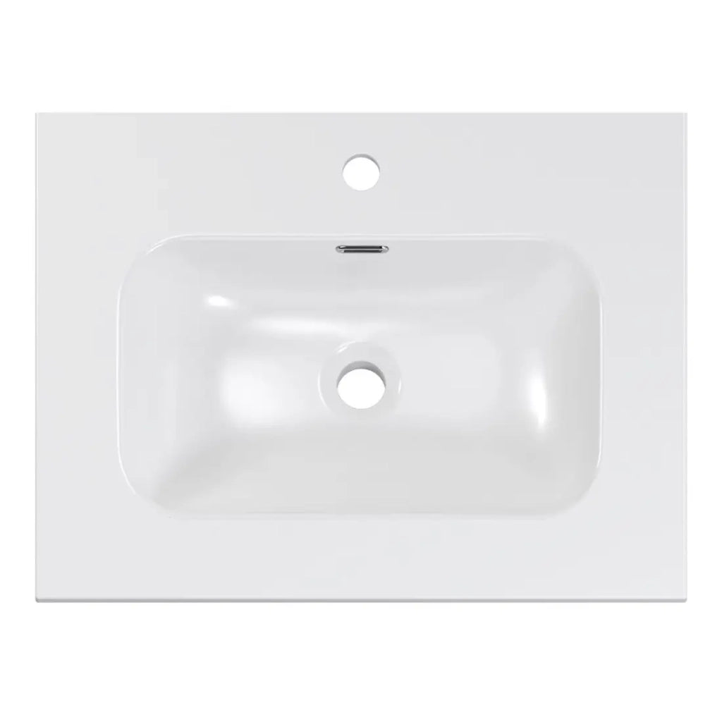Lavabo da incasso LARGO 60 cm in ceramica bianca lucida