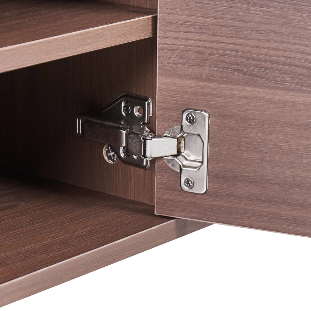 Porta TV in legno scuro  con gambe in metallo nero 180 x 40 x 43 cm Unità multimediale con 3 ante Moderno minimalista