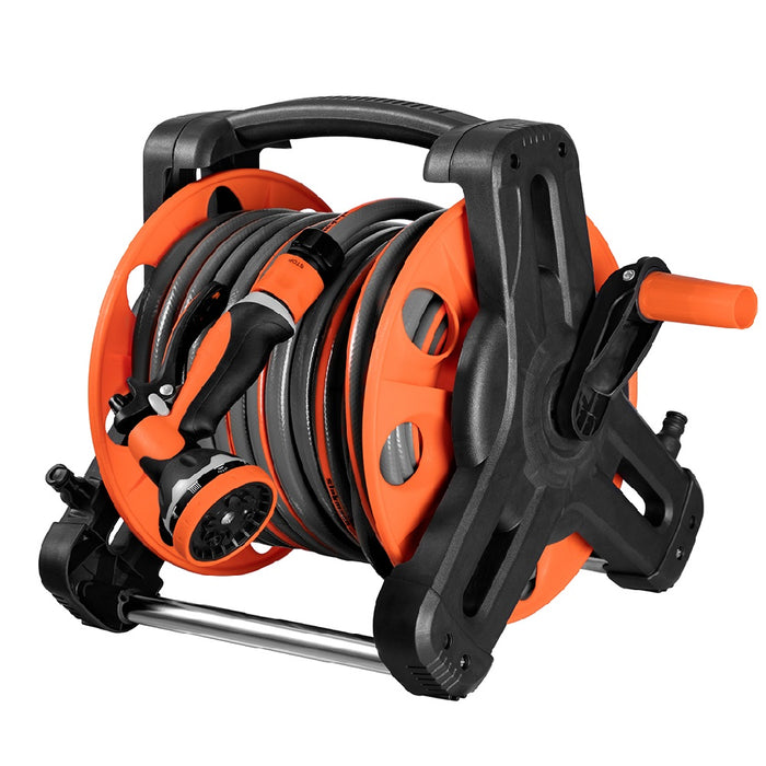 Avvolgitubo da Giardino 30mt PVC con Pistola 10 Funzioni e Supporto Parete