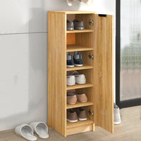 Scarpiera Mobiletto Multiuso in Legno Quercia Mobile Porta Scarpe 30x35x100 cm