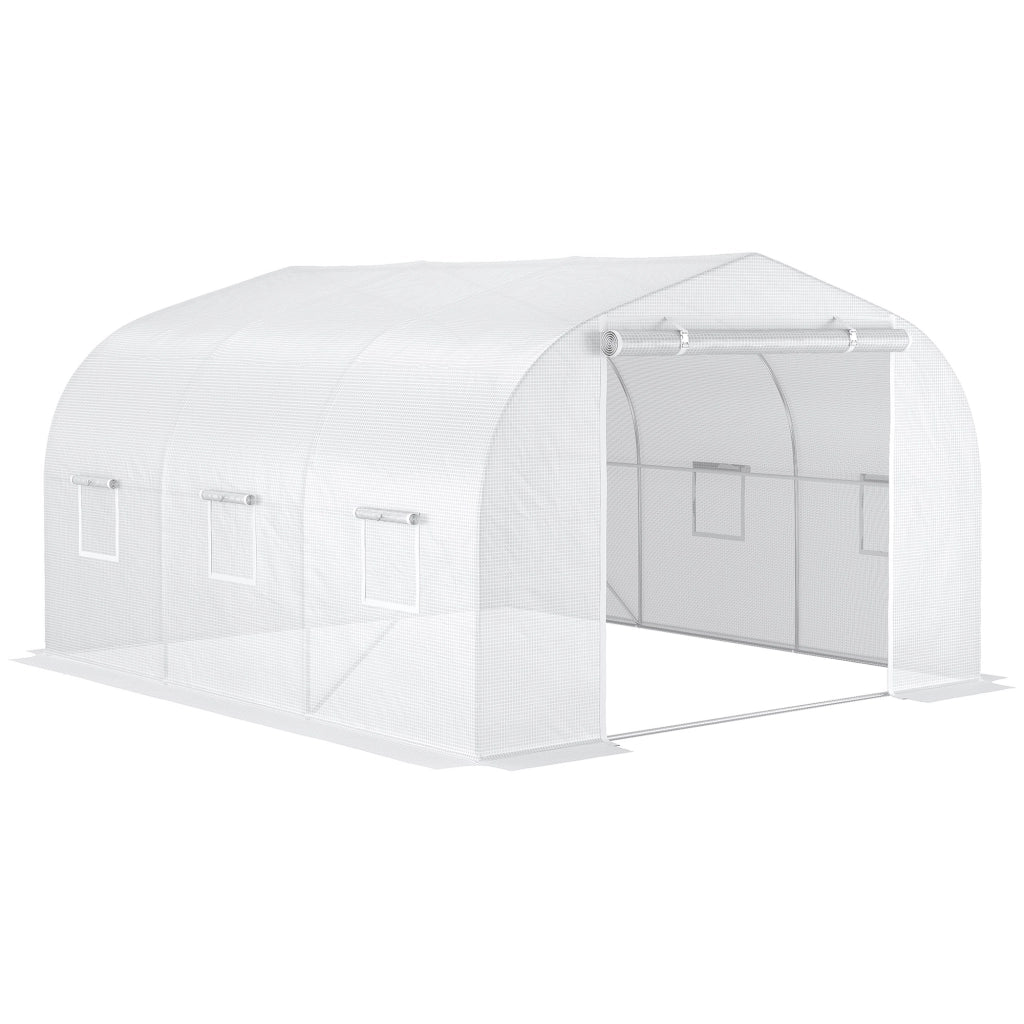 Serra da giardino tunnel ¨C zephmum ¨C Acero galvanizzato bache PE bianco 3.5x3x2 m