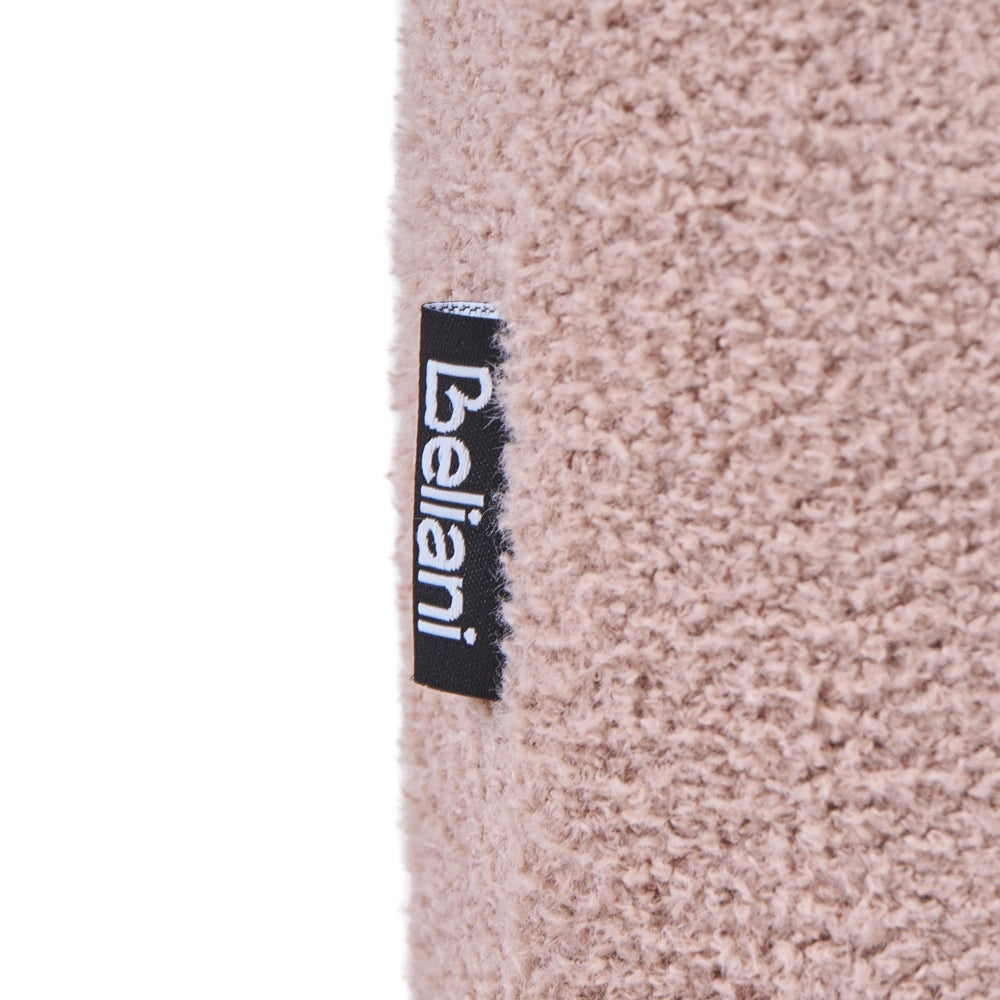 Pouf beige in bouclé Teddy rivestito con gambe in legno pouf ottomano design moderno accessori per soggiorno
