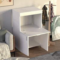 Mobile con Asse da Stiro Incorporato a Scomparsa Salvaspazio con Ripiani e Ruote Bianco Frass