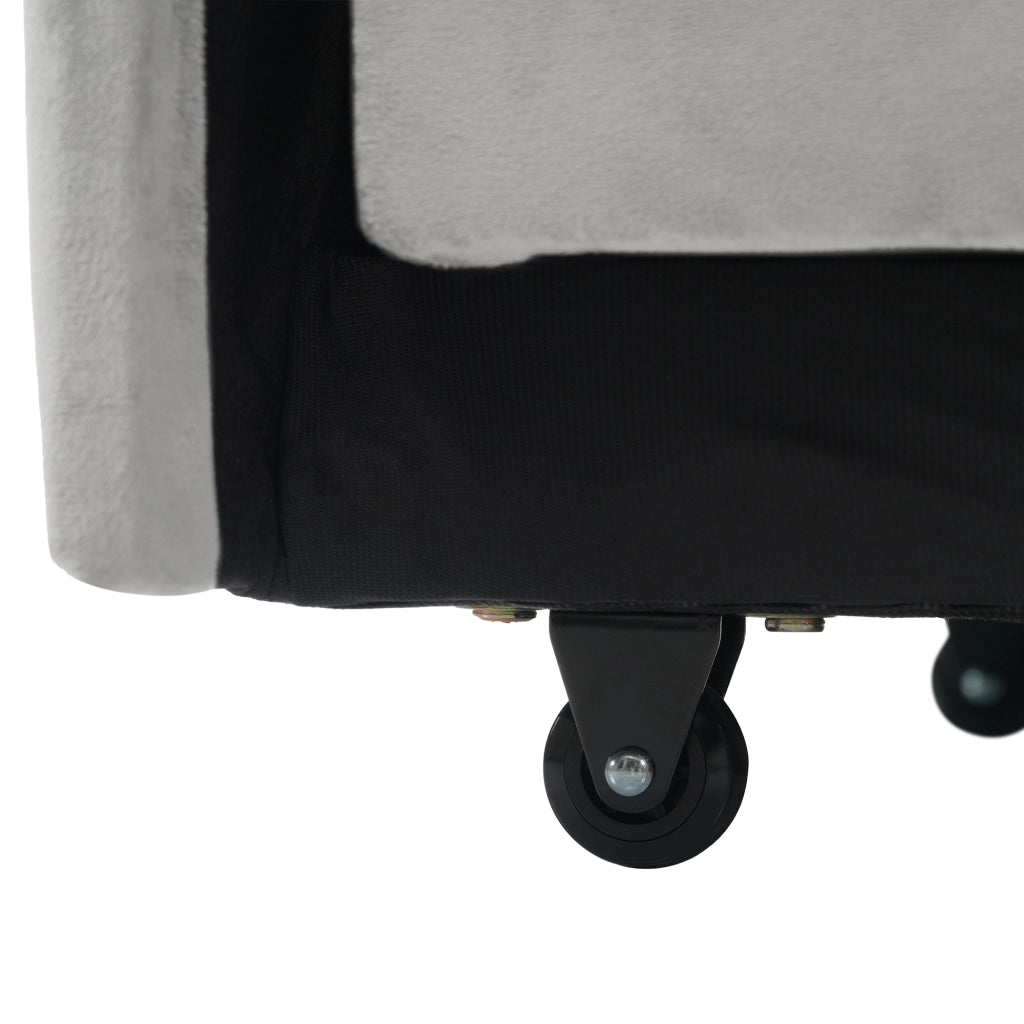 Divano letto singolo 3 in 1 - con portabicchieri e porta telefono - in velluto - grigio anticato