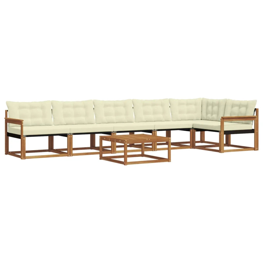 Set di divani da esterno con cuscino 7 pcs Naturale e Crema