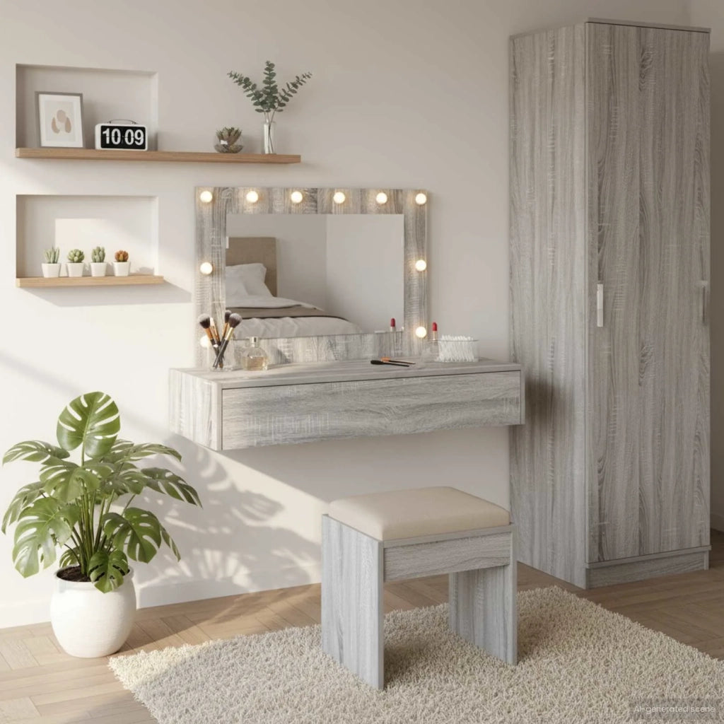 Toeletta | Tavolo da Trucco Grigio 100 x 40 x 70 cm Legno multistrato