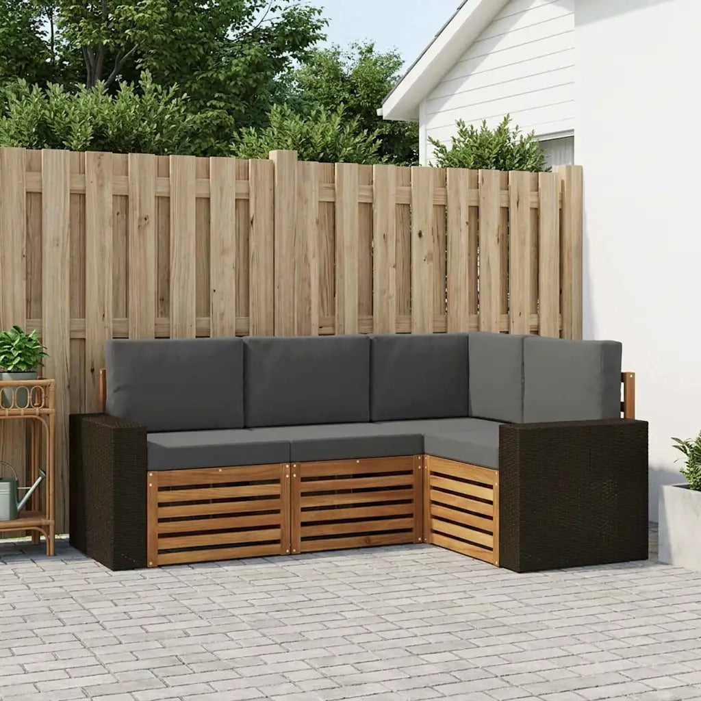 Set divani con cuscino 4 pcs Legno di Acacia Massello