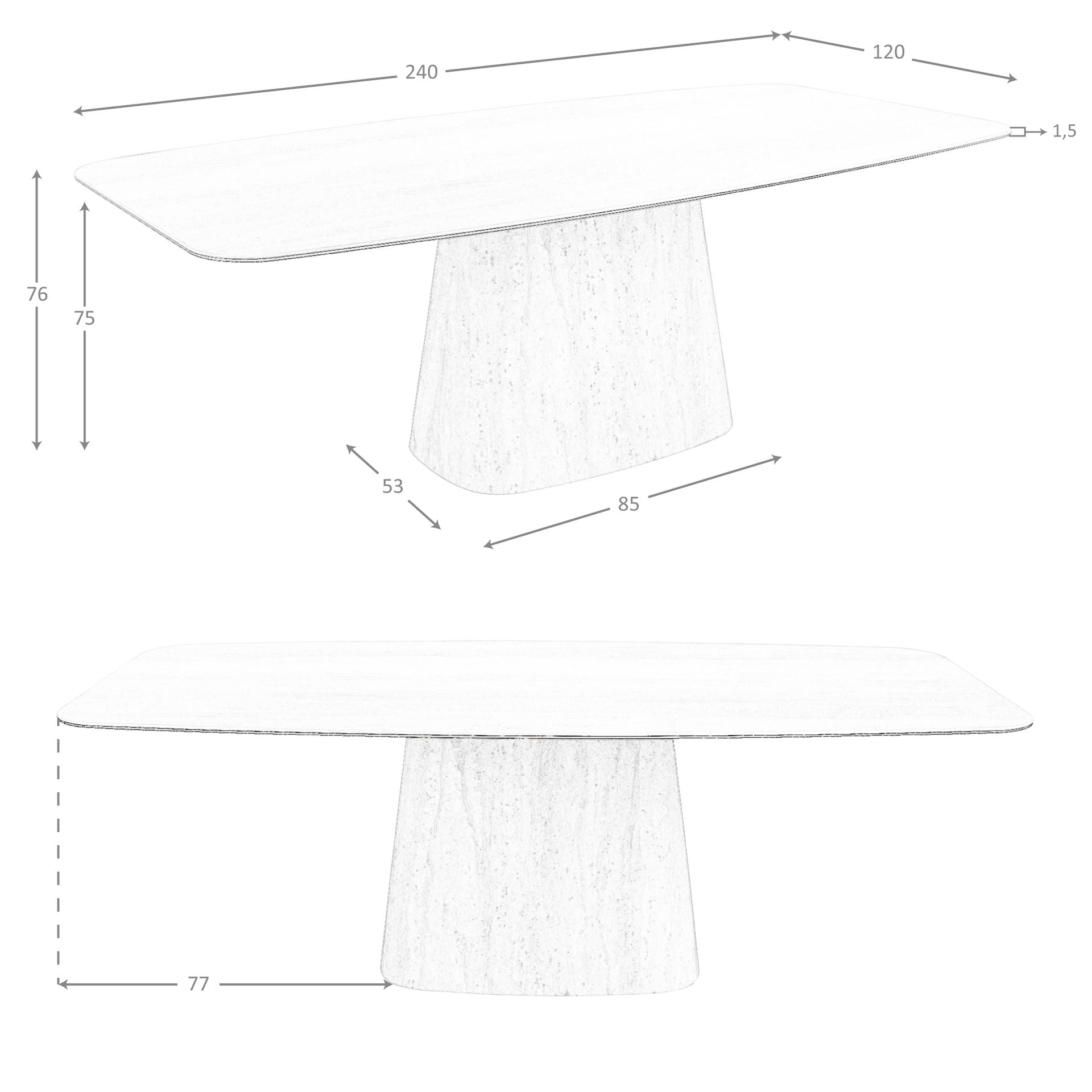 Tavolo da pranzo ovale a botte in marmo porcellanato