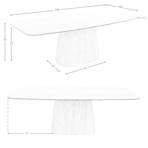 Tavolo da pranzo ovale a botte in marmo porcellanato