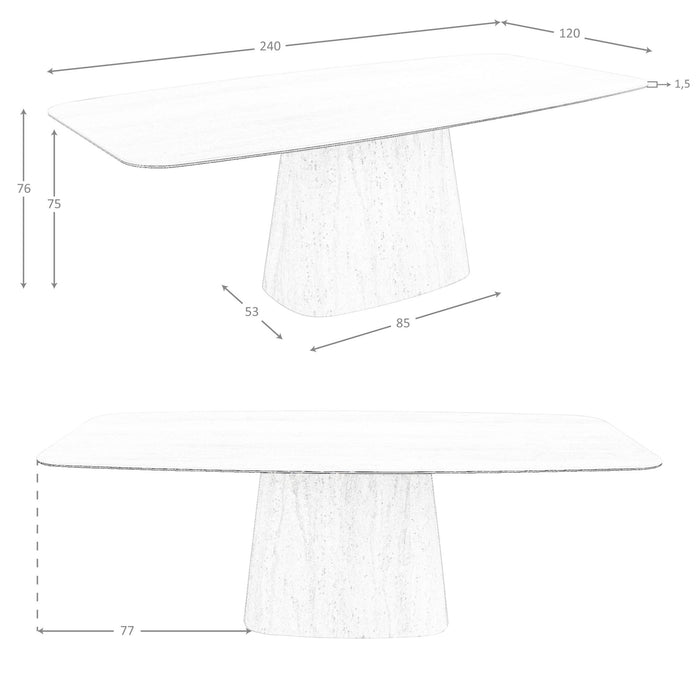 Tavolo da pranzo ovale a botte in marmo porcellanato
