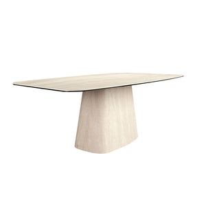 Tavolo da pranzo ovale a botte in marmo porcellanato