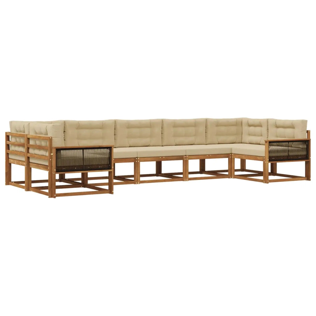 Set di divani da esterno 7 pz Naturale e Beige 3382866